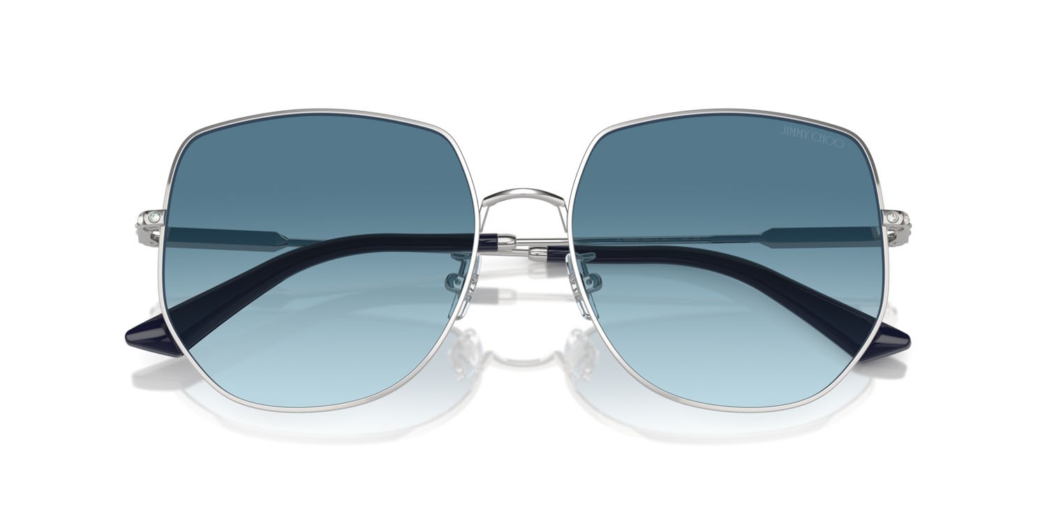 Occhiali da sole Jimmy Choo JC 4006BD (300219) colore argento forma pantos lenti blu sfumato