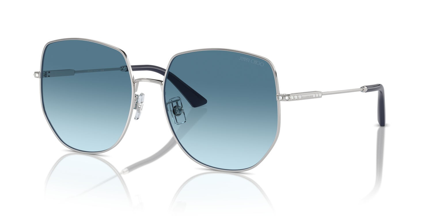 Occhiali da sole Jimmy Choo JC 4006BD (300219) colore argento forma pantos lenti blu sfumato