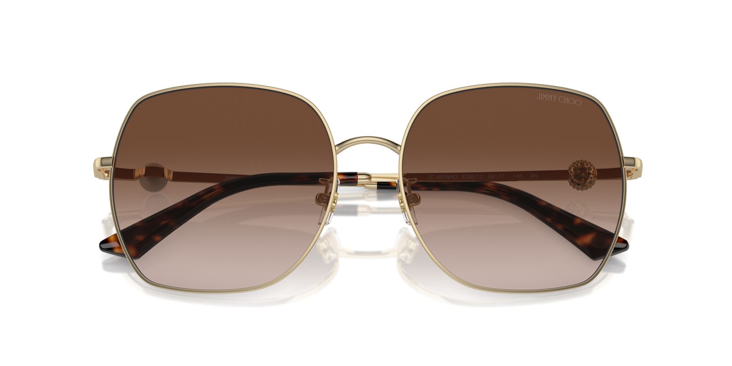 Occhiali da sole Jimmy Choo JC 4008HD (300613) colore oro pallido forma quadrato lenti marrone sfumato