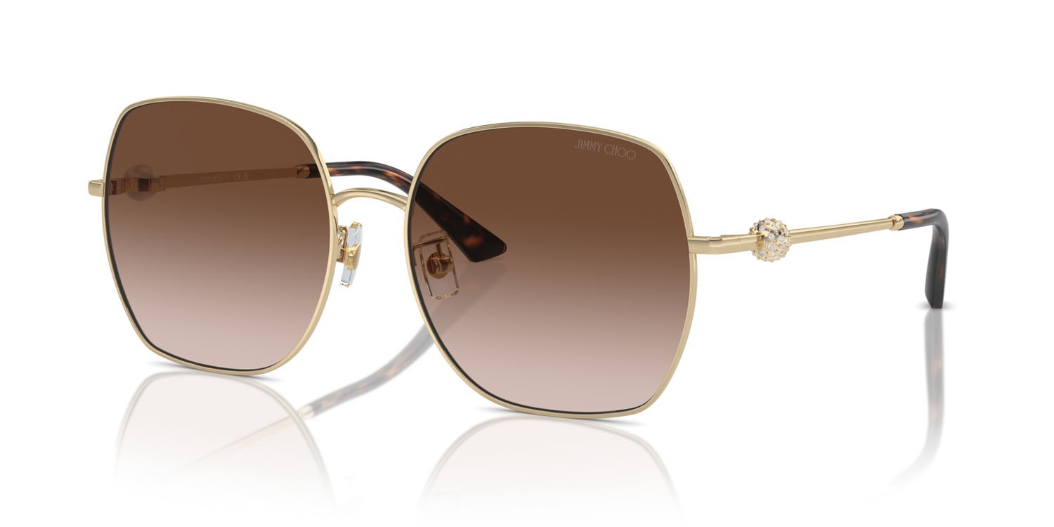 Occhiali da sole Jimmy Choo JC 4008HD (300613) colore oro pallido forma quadrato lenti marrone sfumato