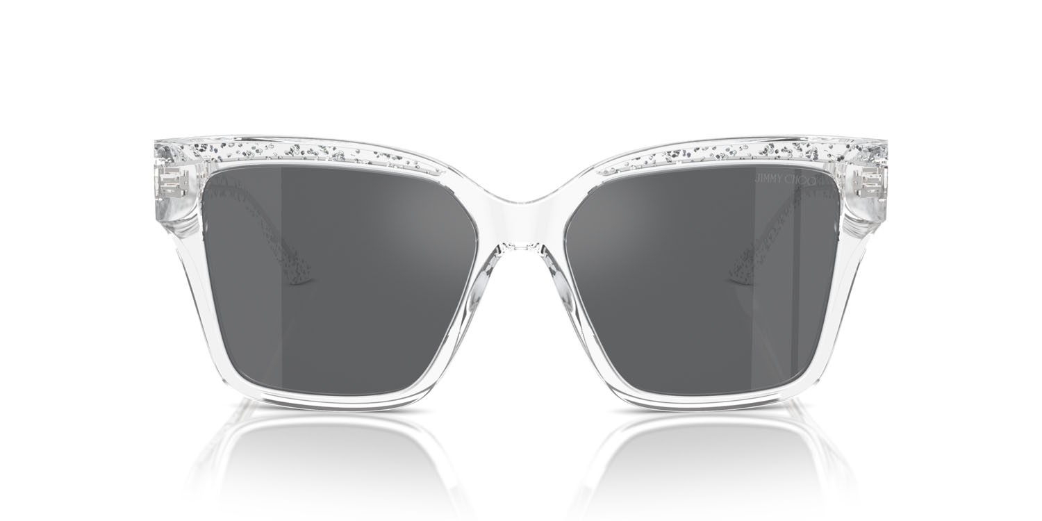 Occhiali da sole Jimmy Choo JC 5003 (50376G) colore cristallo glitterato forma quadrato lenti grigio argento specchiato