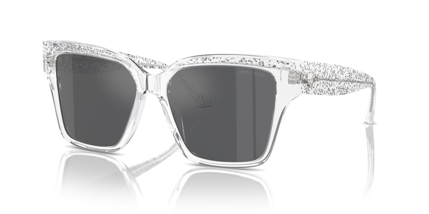 Occhiali da sole Jimmy Choo JC 5003 (50376G) colore cristallo glitterato forma quadrato lenti grigio argento specchiato
