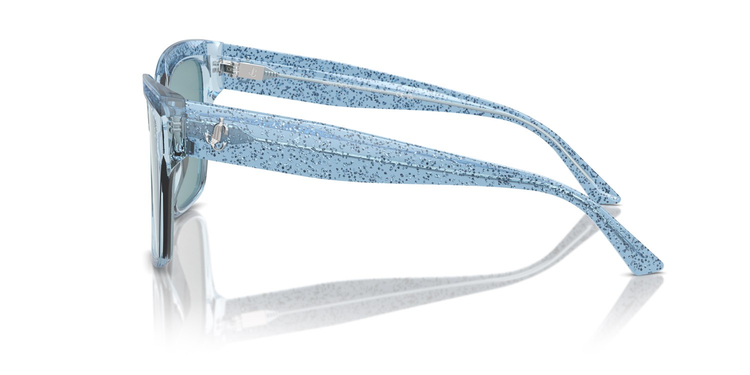 Occhiali da sole Jimmy Choo JC 5003 (50387C) colore transparent azure glitter forma quadrato lenti azzurro chiaro specchiato argento