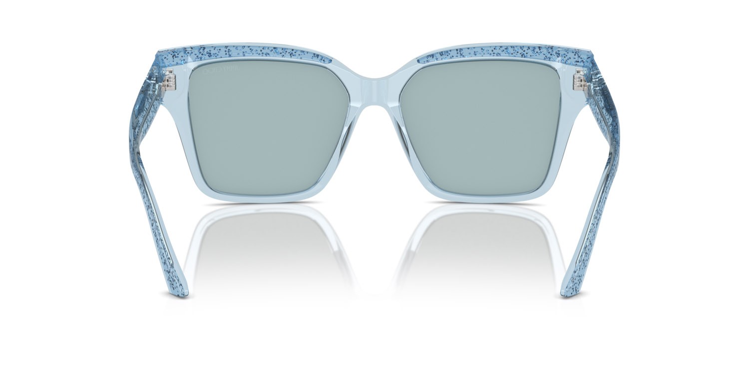 Occhiali da sole Jimmy Choo JC 5003 (50387C) colore transparent azure glitter forma quadrato lenti azzurro chiaro specchiato argento