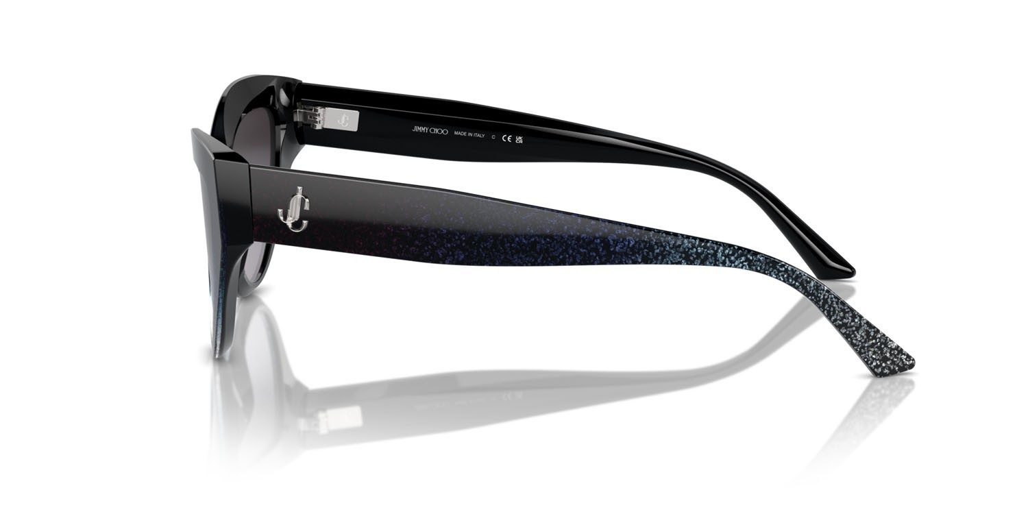 Occhiali da sole Jimmy Choo JC 5004 (504587) colore black gradient glitter forma cat eye lenti sfumato grigio