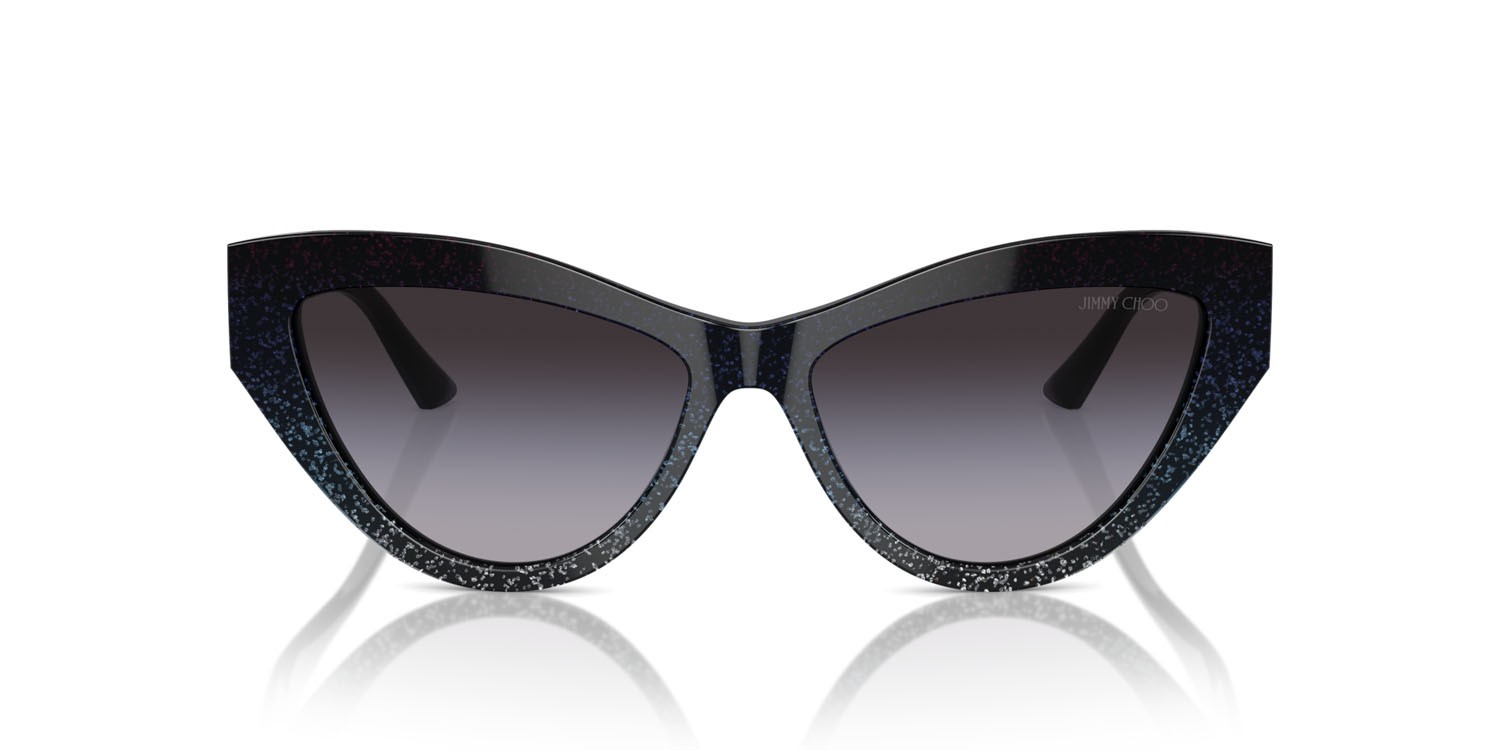 Occhiali da sole Jimmy Choo JC 5004 (504587) colore black gradient glitter forma cat eye lenti sfumato grigio