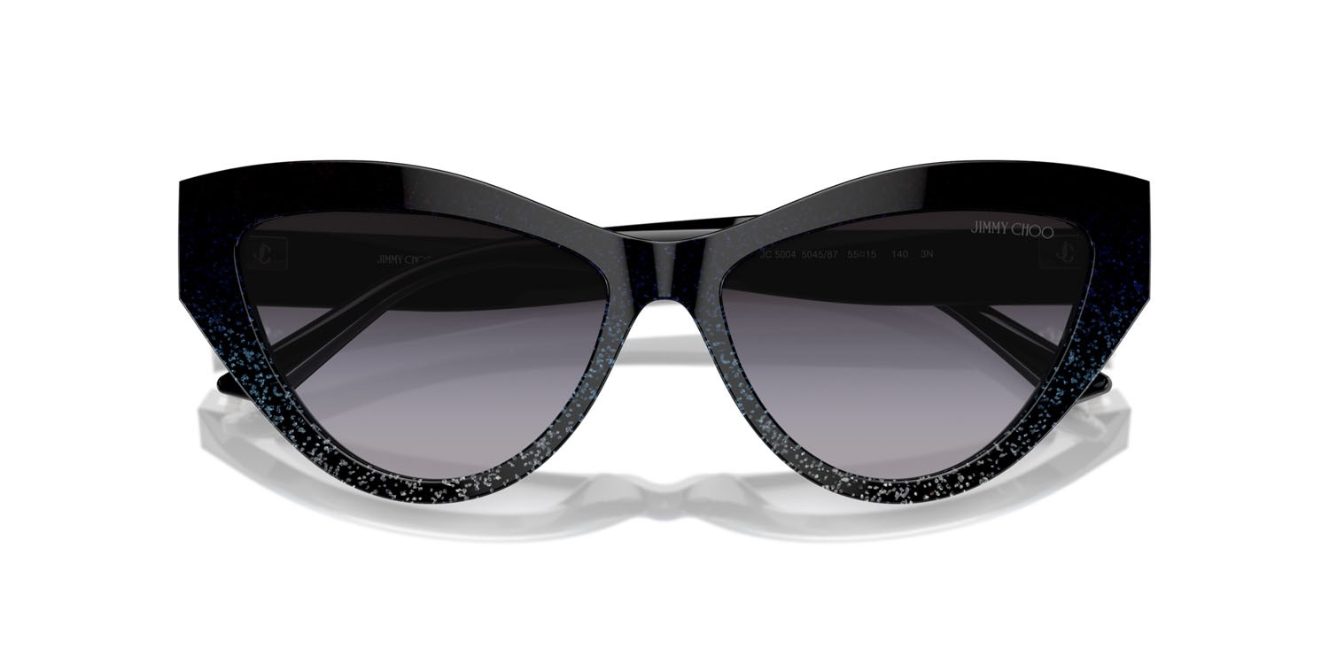 Occhiali da sole Jimmy Choo JC 5004 (504587) colore black gradient glitter forma cat eye lenti sfumato grigio