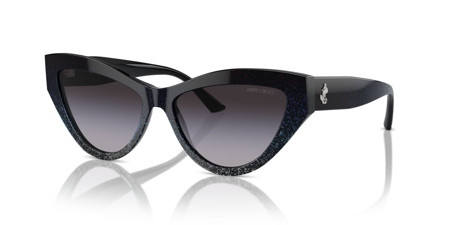 Occhiali da sole Jimmy Choo JC 5004 (504587) colore black gradient glitter forma cat eye lenti sfumato grigio