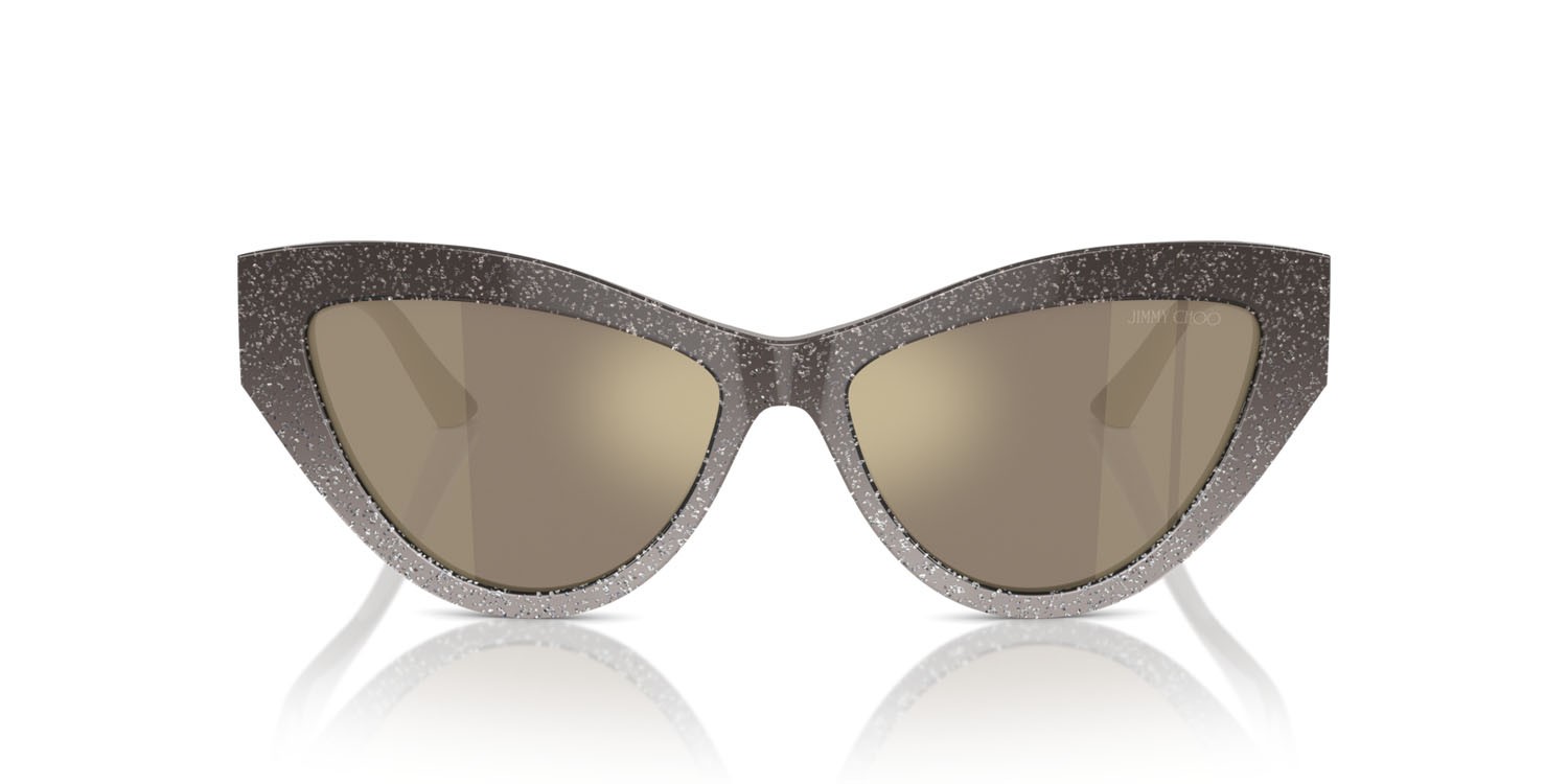 Sunglasses Jimmy Choo JC 5004 (50465A) color sand gradient glitter shape cat eye lenses marrone chiaro specchiato oro