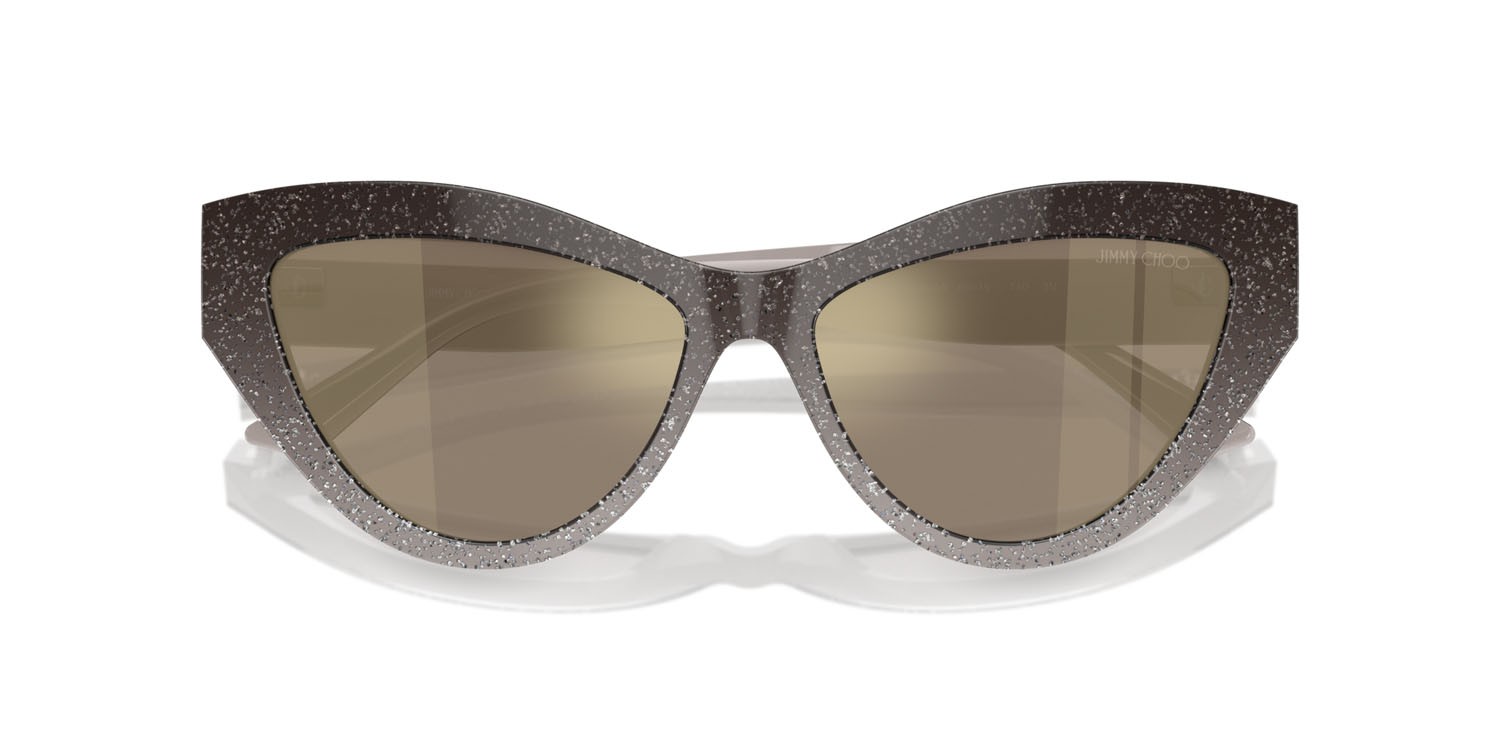 Sunglasses Jimmy Choo JC 5004 (50465A) color sand gradient glitter shape cat eye lenses marrone chiaro specchiato oro