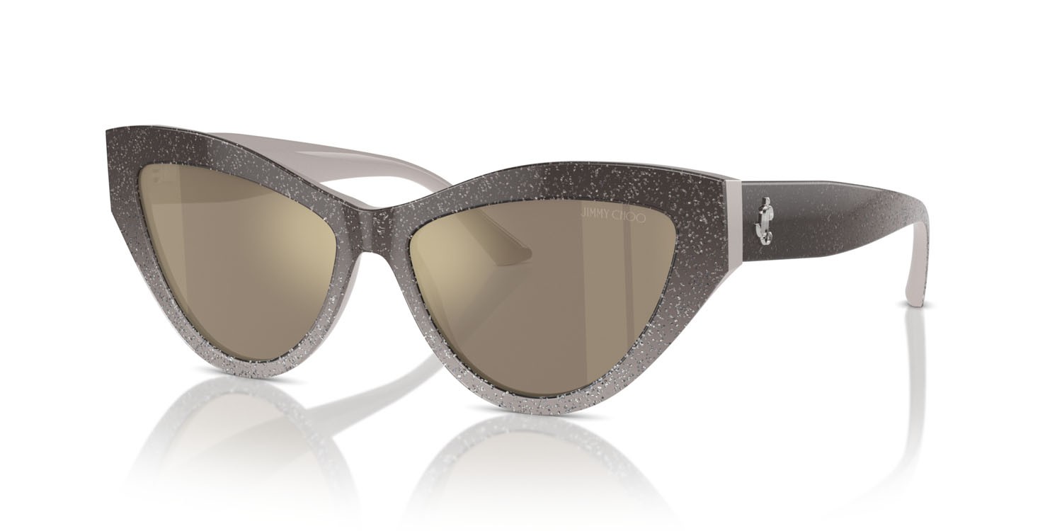 Sunglasses Jimmy Choo JC 5004 (50465A) color sand gradient glitter shape cat eye lenses marrone chiaro specchiato oro