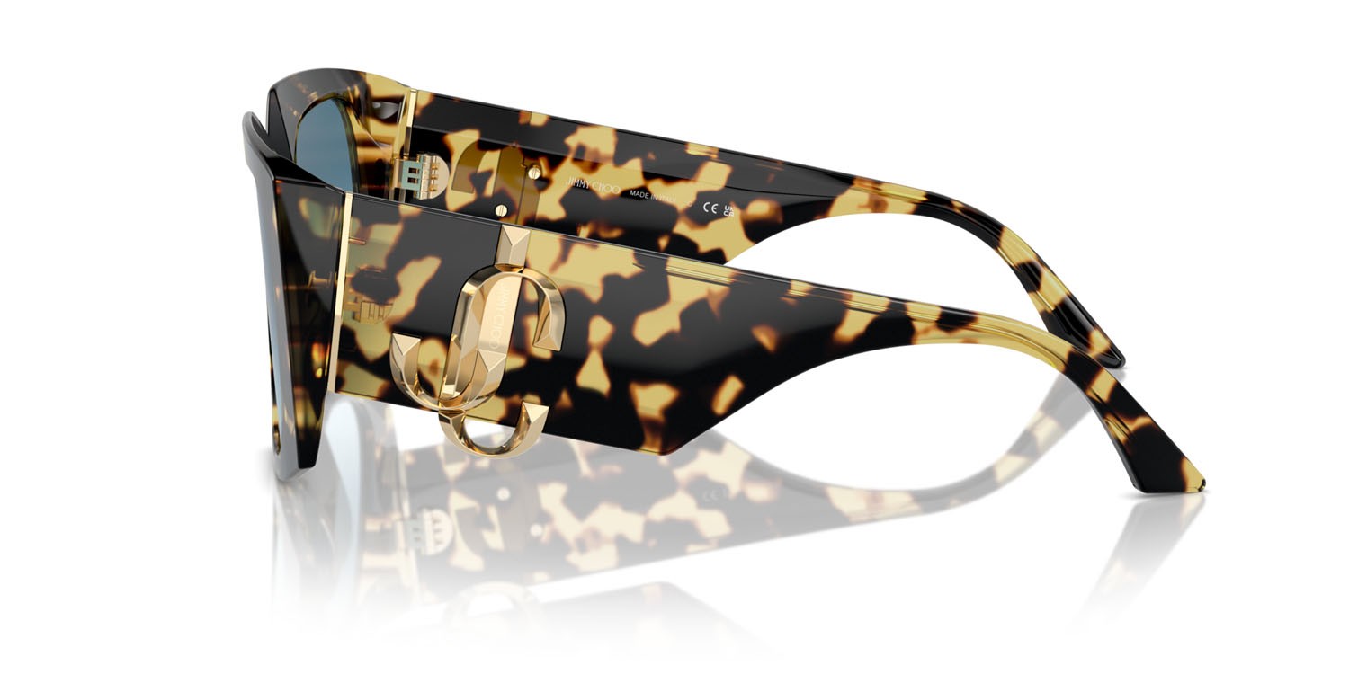 Sunglasses Jimmy Choo JC 5006U (500419) color havana giallo shape butterfly lenses blu sfumato