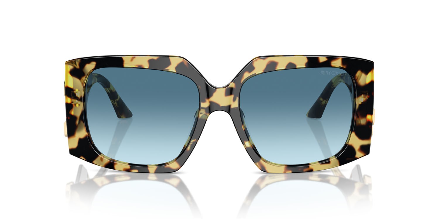 Sunglasses Jimmy Choo JC 5006U (500419) color havana giallo shape butterfly lenses blu sfumato
