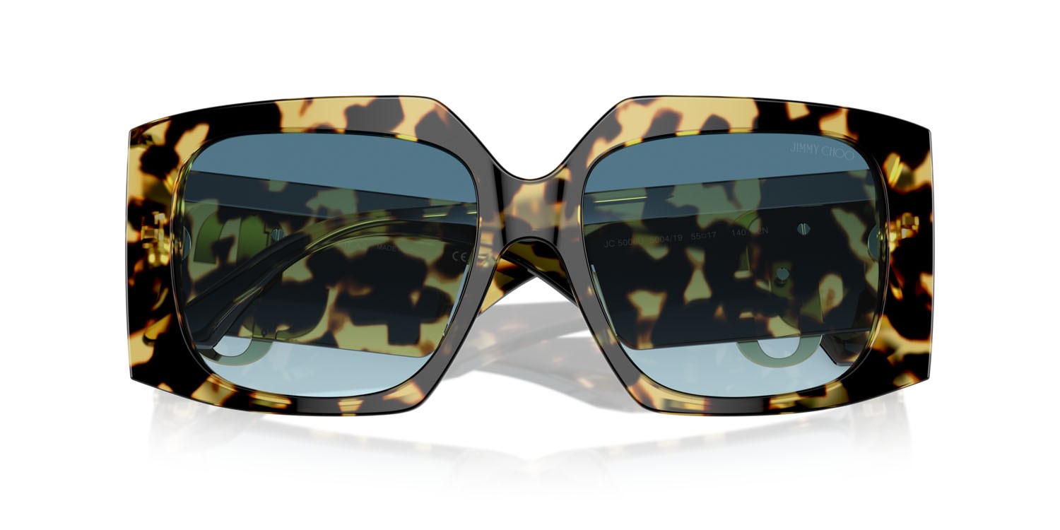 Sunglasses Jimmy Choo JC 5006U (500419) color havana giallo shape butterfly lenses blu sfumato