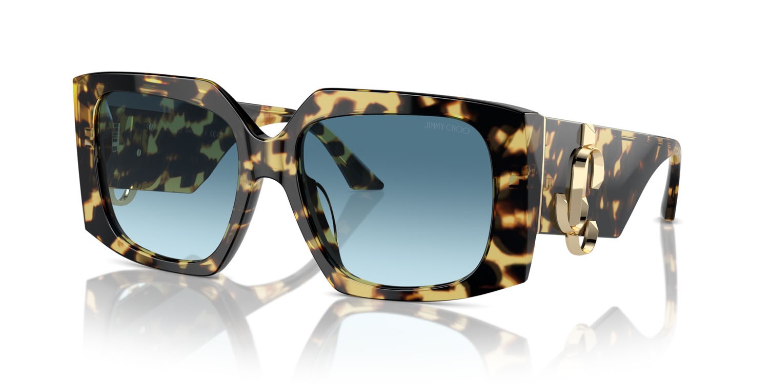 Sunglasses Jimmy Choo JC 5006U (500419) color havana giallo shape butterfly lenses blu sfumato