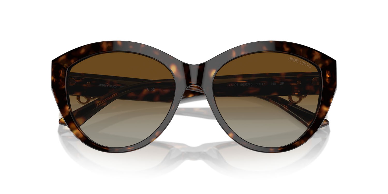 Occhiali da sole Jimmy Choo JC 5007 (5002T5) colore havana forma pantos lenti polarizzata marrone sfumato
