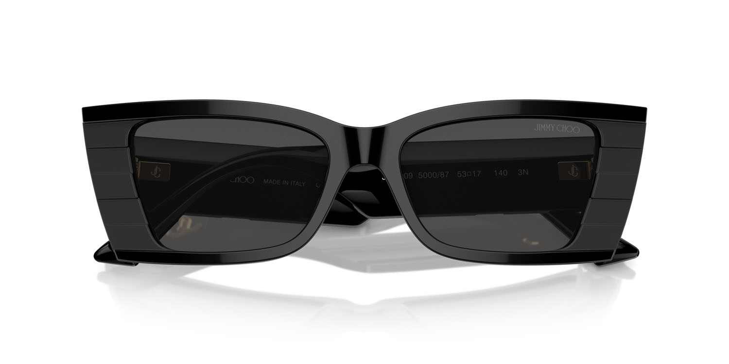Occhiali da sole Jimmy Choo JC 5009 (500087) colore nero opaco forma rettangolare lenti grigio scuro