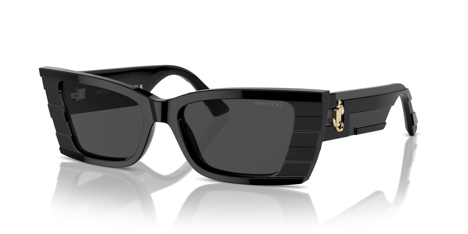 Occhiali da sole Jimmy Choo JC 5009 (500087) colore nero opaco forma rettangolare lenti grigio scuro