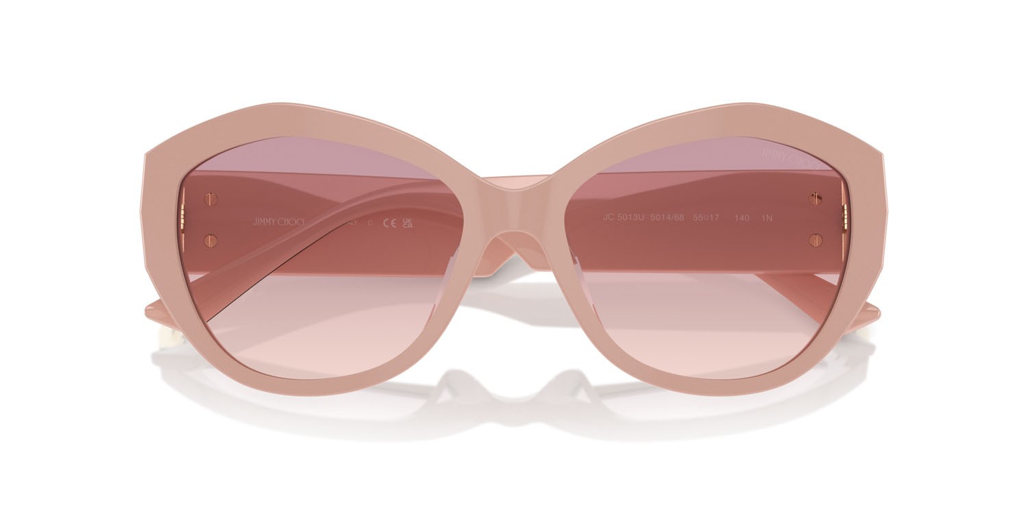 Occhiali da sole Jimmy Choo JC 5013U (501468) colore rosa forma farfalla lenti marrone sfumato violetto