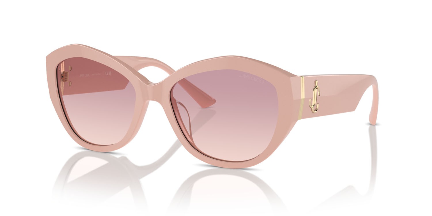 Occhiali da sole Jimmy Choo JC 5013U (501468) colore rosa forma farfalla lenti marrone sfumato violetto