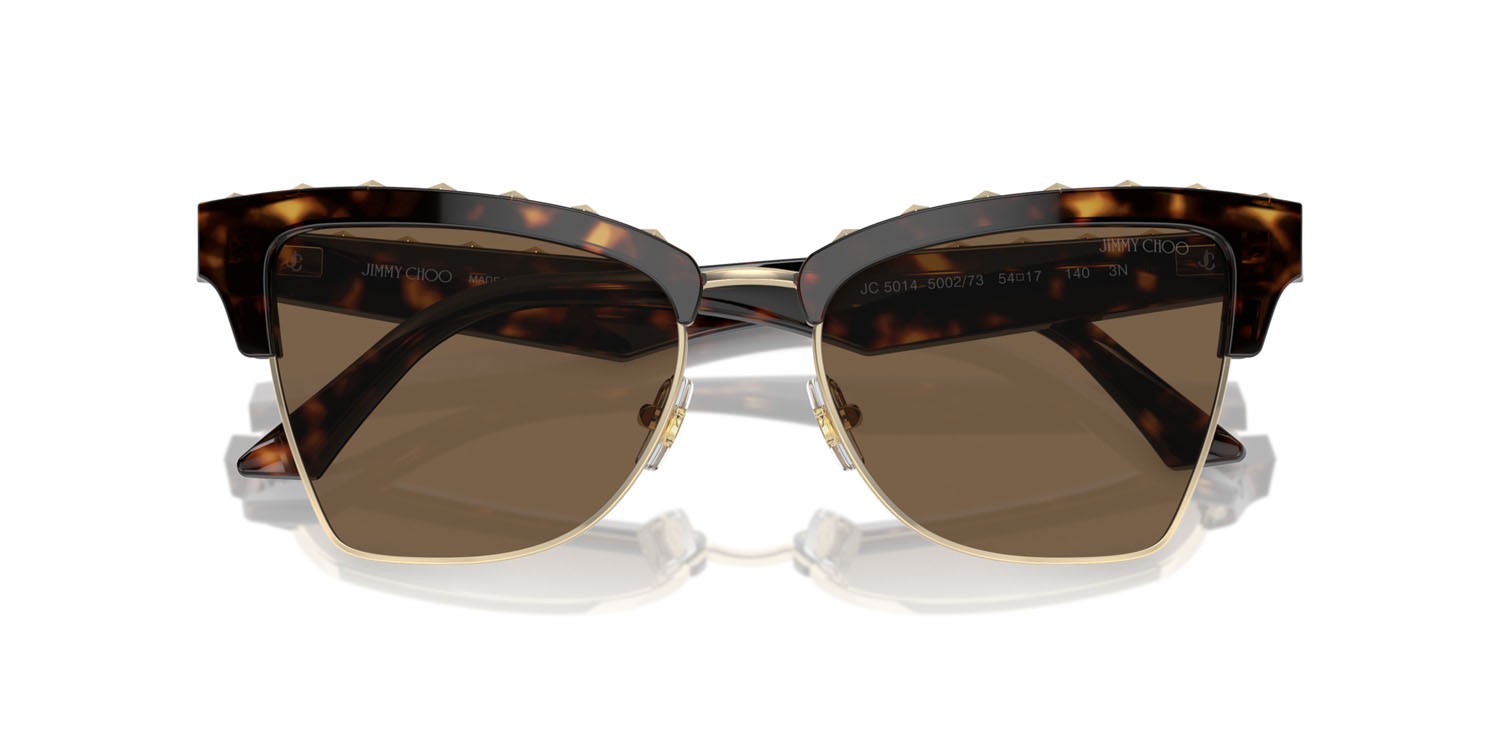 Sunglasses Jimmy Choo JC 5014 (500273) color havana/oro pallido shape butterfly lenses marrone scuro