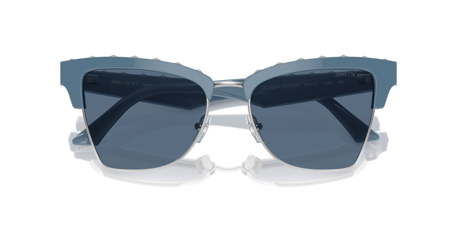 Occhiali da sole Jimmy Choo JC 5014 (502080) colore blu/argento forma farfalla lenti blu scuro