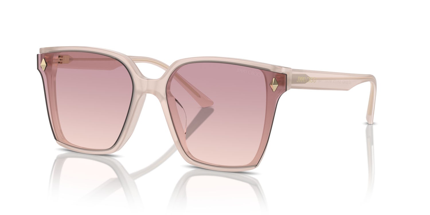 Occhiali da sole Jimmy Choo JC 5016D (505268) colore rosa opale forma rettangolare lenti marrone sfumato violetto
