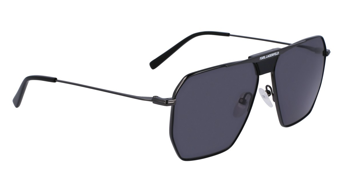 Occhiali da sole Karl Lagerfeld KL350S (001) colore shiny black forma aviator lenti solid grey