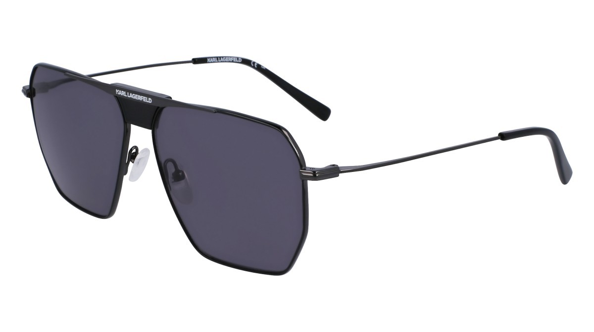 Occhiali da sole Karl Lagerfeld KL350S (001) colore shiny black forma aviator lenti solid grey