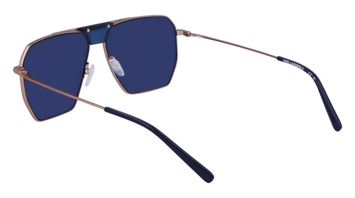 Occhiali da sole Karl Lagerfeld KL350S (718) colore matte amber gold forma aviator lenti solid blue