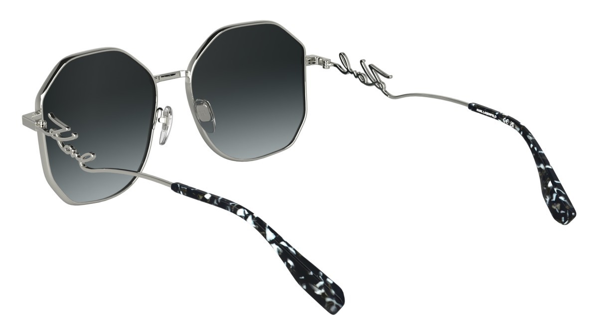 Occhiali da sole Karl Lagerfeld KL358S (040) colore silver shiny forma rettangolare lenti gradient grey