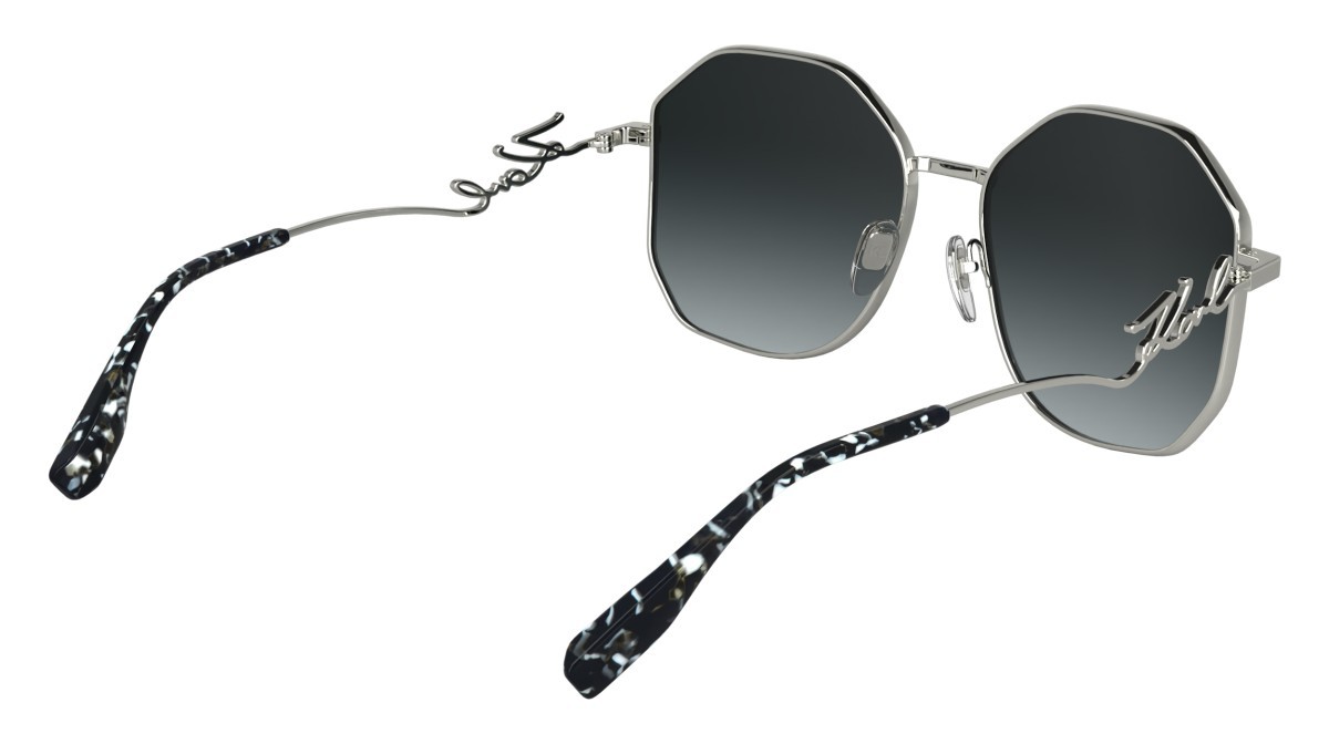 Occhiali da sole Karl Lagerfeld KL358S (040) colore silver shiny forma rettangolare lenti gradient grey