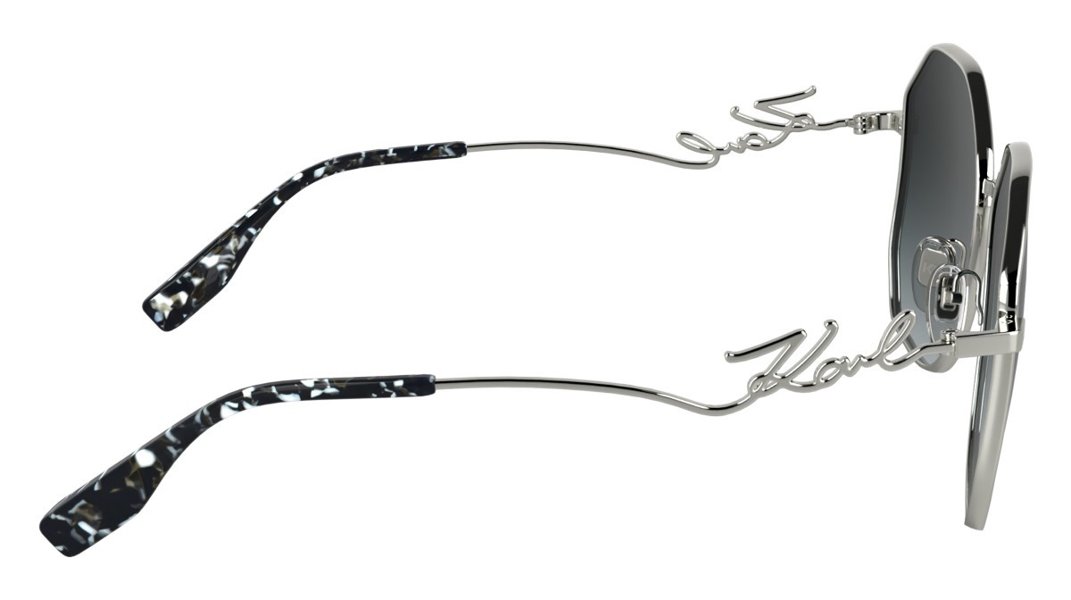 Occhiali da sole Karl Lagerfeld KL358S (040) colore silver shiny forma rettangolare lenti gradient grey