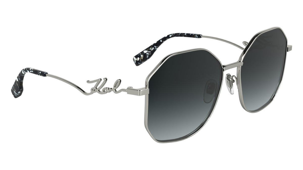 Occhiali da sole Karl Lagerfeld KL358S (040) colore silver shiny forma rettangolare lenti gradient grey