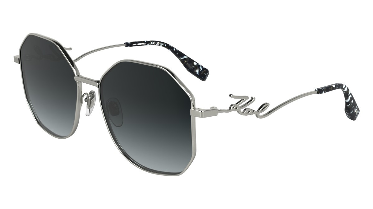 Occhiali da sole Karl Lagerfeld KL358S (040) colore silver shiny forma rettangolare lenti gradient grey