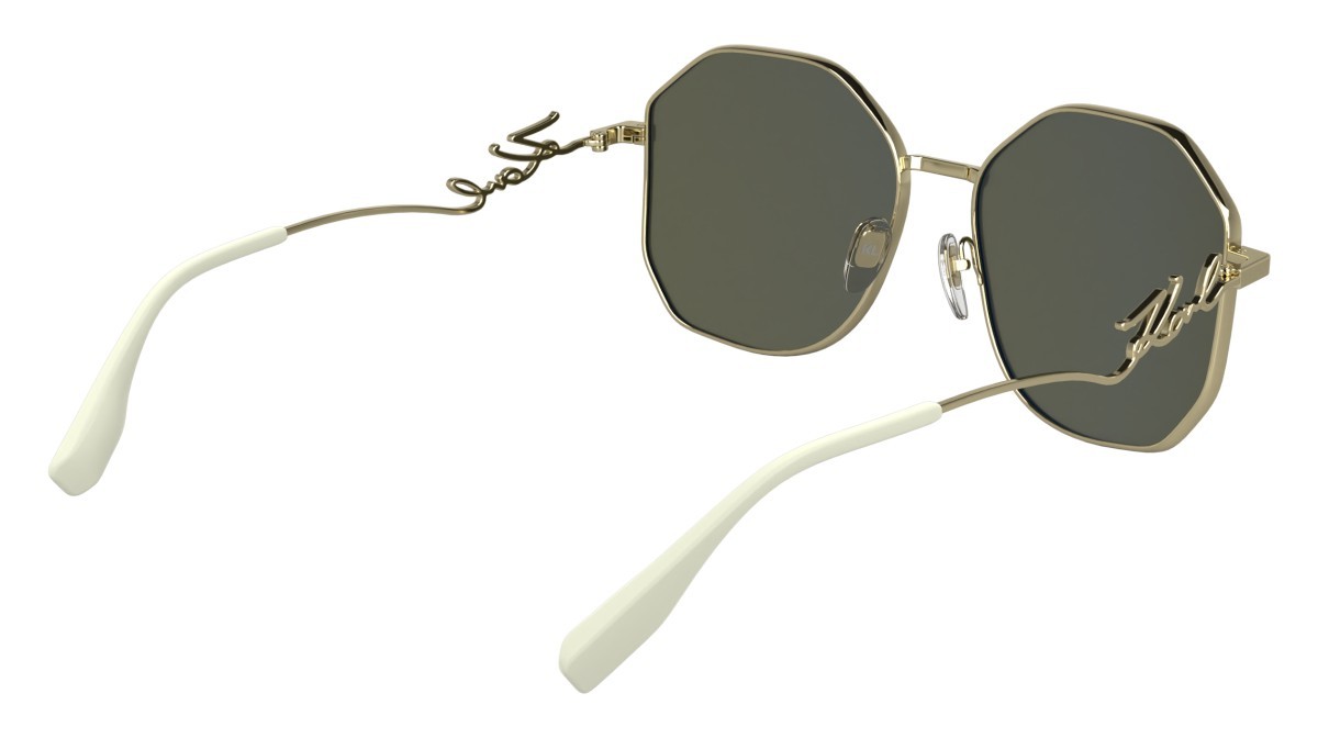 Occhiali da sole Karl Lagerfeld KL358S (714) colore gold shiny forma rettangolare lenti solid light brown mirror
