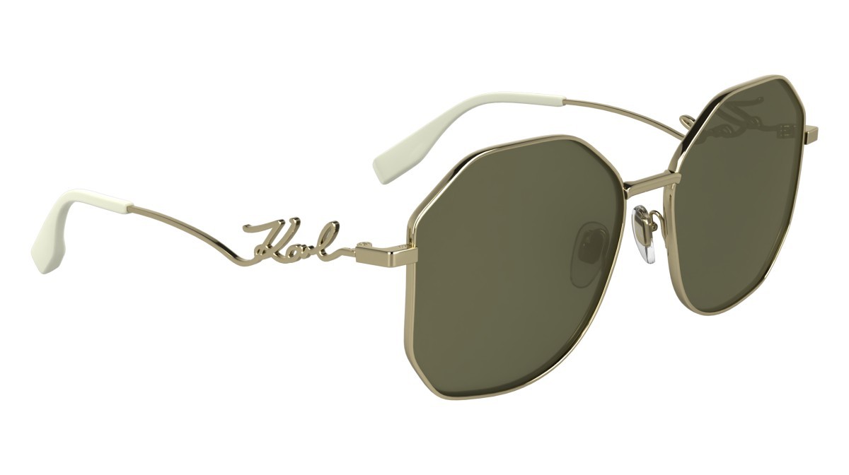 Occhiali da sole Karl Lagerfeld KL358S (714) colore gold shiny forma rettangolare lenti solid light brown mirror