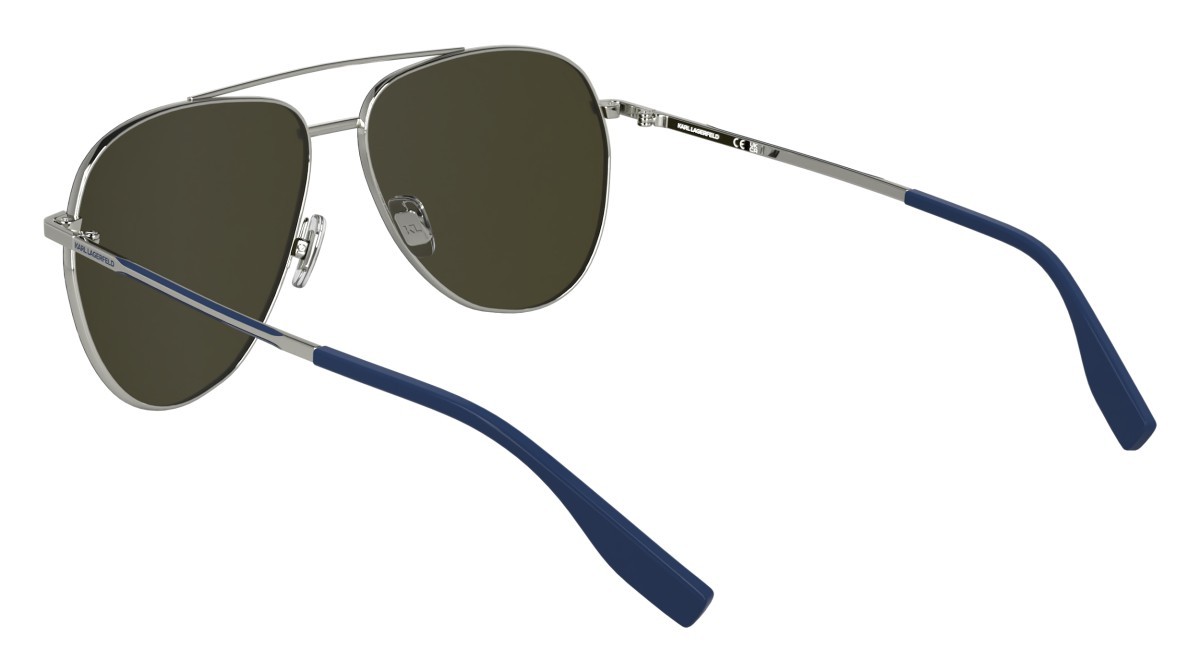 Occhiali da sole Karl Lagerfeld KL360S (040) colore silver forma aviator lenti solid brown with blue mirror