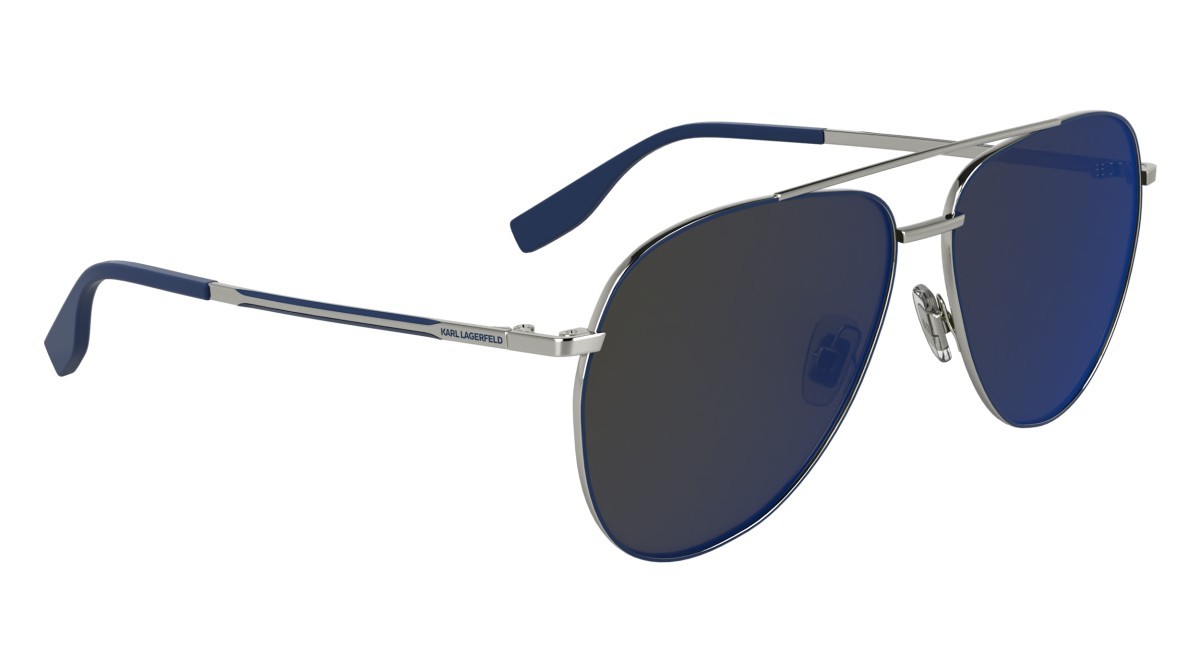 Occhiali da sole Karl Lagerfeld KL360S (040) colore silver forma aviator lenti solid brown with blue mirror