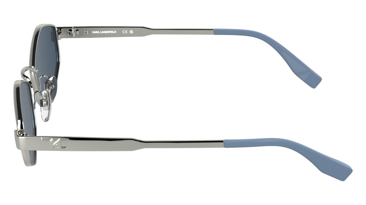 Occhiali da sole Karl Lagerfeld KL365S (040) colore silver forma cat eye lenti solid blue