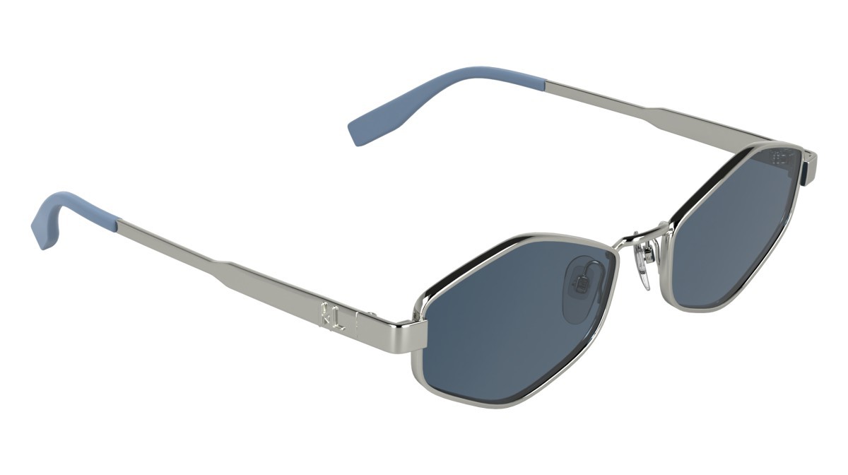 Occhiali da sole Karl Lagerfeld KL365S (040) colore silver forma cat eye lenti solid blue