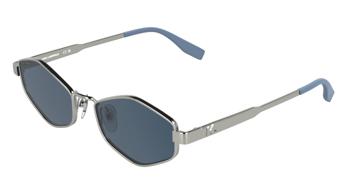 Occhiali da sole Karl Lagerfeld KL365S (040) colore silver forma cat eye lenti solid blue