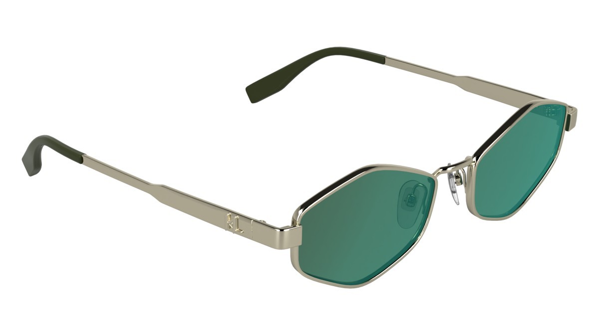 Sonnenbrillen Karl Lagerfeld KL365S (712) farbe light gold form cat-eye gläser solid mirror green