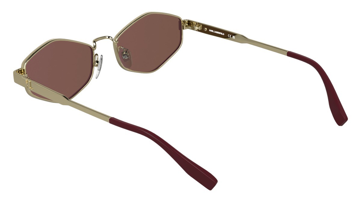 Occhiali da sole Karl Lagerfeld KL365S (714) colore gold shiny forma cat eye lenti brown - crystal mirror