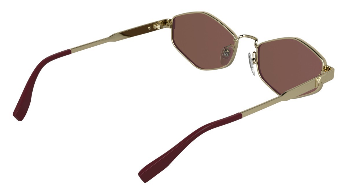 Occhiali da sole Karl Lagerfeld KL365S (714) colore gold shiny forma cat eye lenti brown - crystal mirror