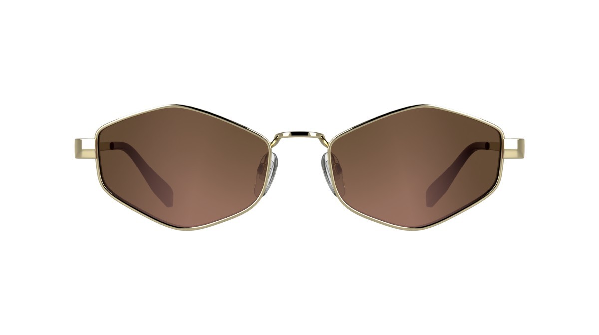 Occhiali da sole Karl Lagerfeld KL365S (714) colore gold shiny forma cat eye lenti brown - crystal mirror