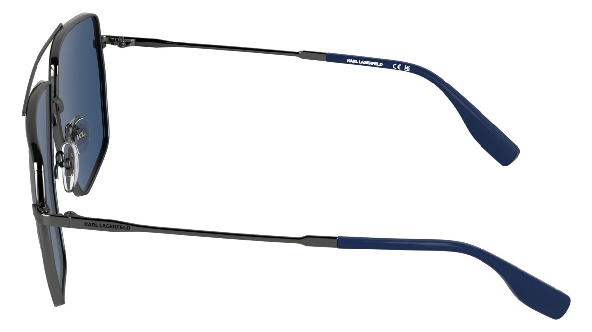Occhiali da sole Karl Lagerfeld KL370S (015) colore dark gun forma navigator lenti solid blue