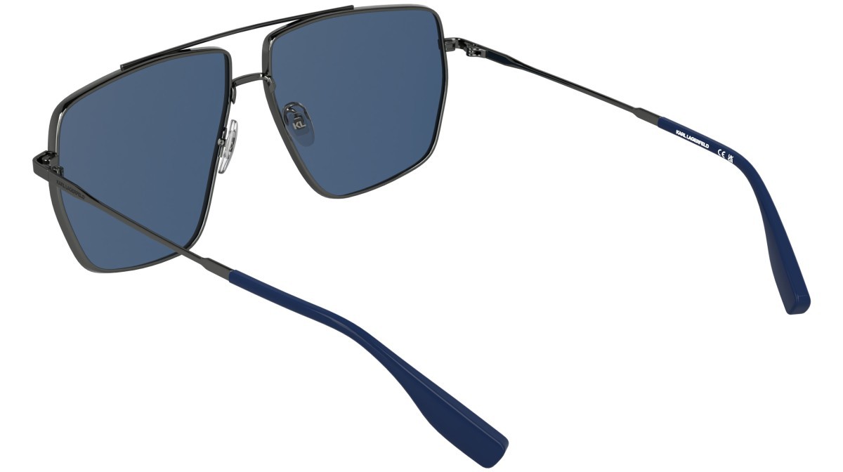 Occhiali da sole Karl Lagerfeld KL370S (015) colore dark gun forma navigator lenti solid blue