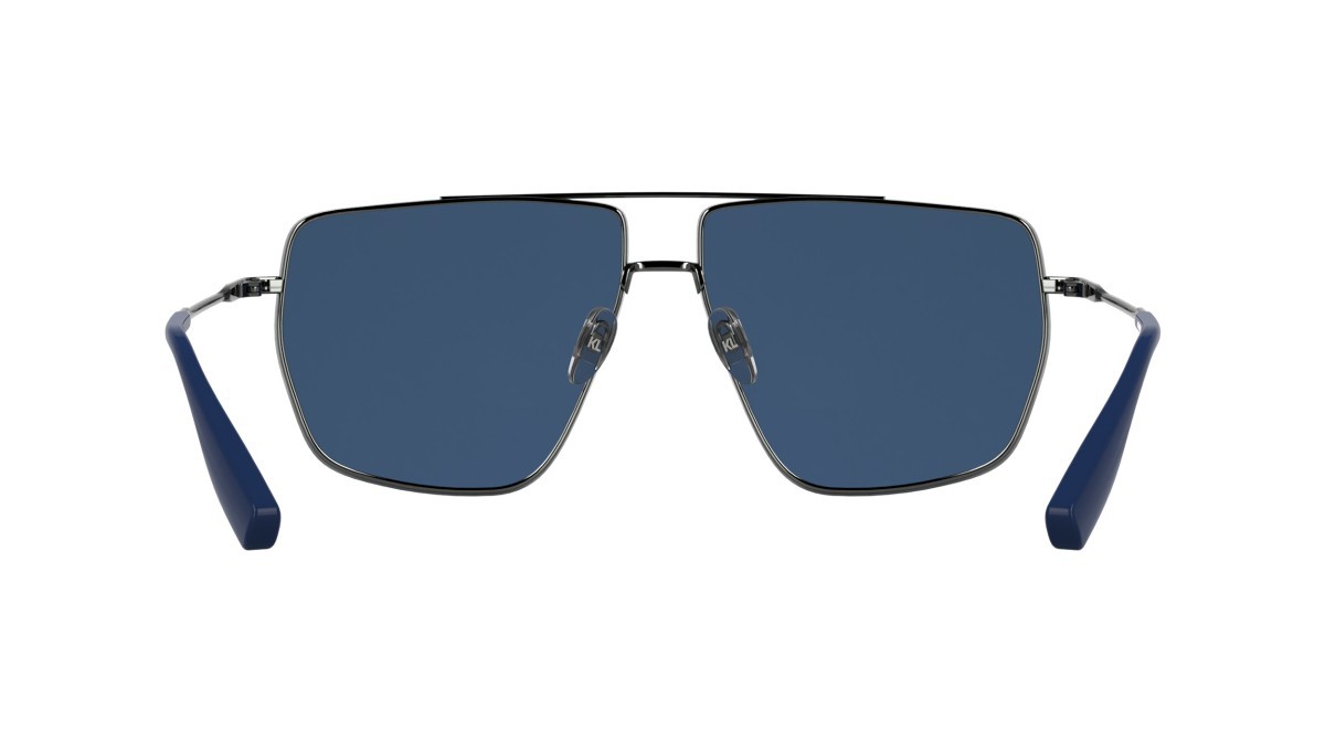 Occhiali da sole Karl Lagerfeld KL370S (015) colore dark gun forma navigator lenti solid blue