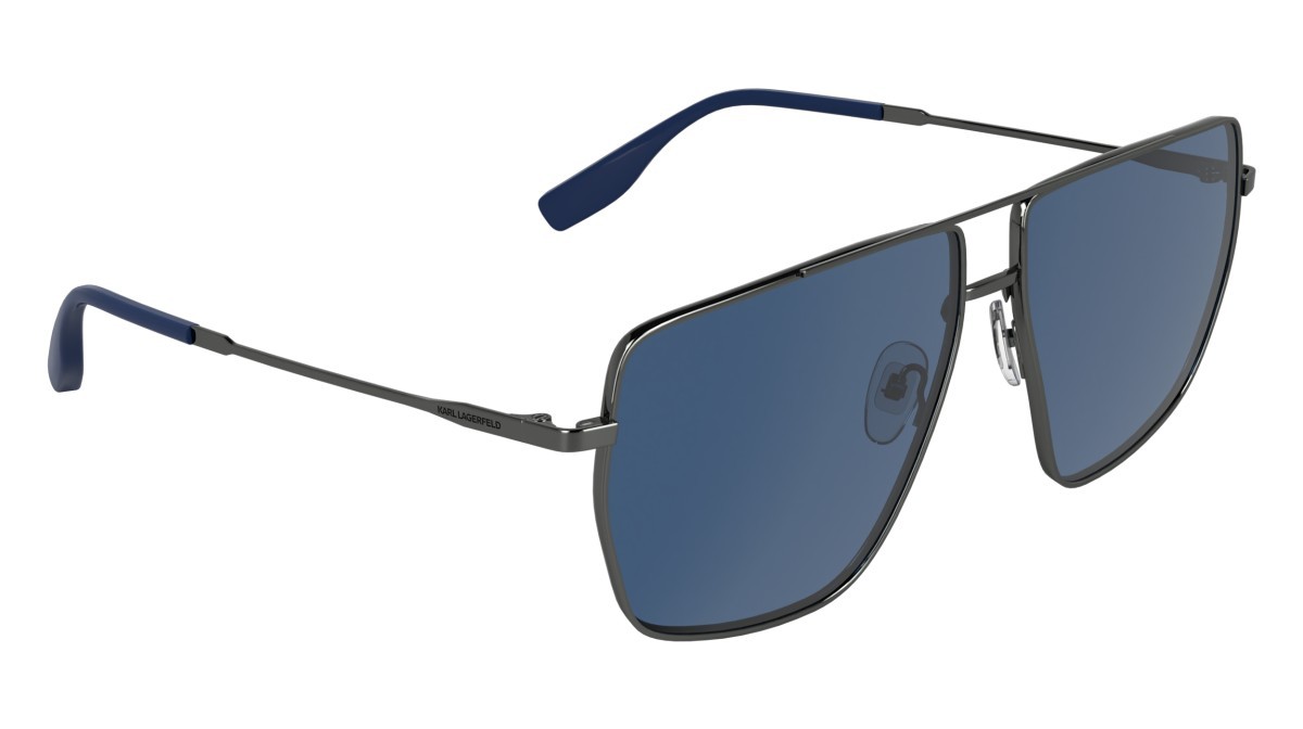 Occhiali da sole Karl Lagerfeld KL370S (015) colore dark gun forma navigator lenti solid blue